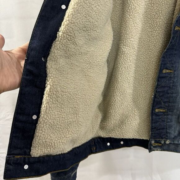 Aeropostate Sherpa-Lined Dark Wash Denim Trucker Jacket Winter Jacket Men Sz M - Picture 10 of 16
